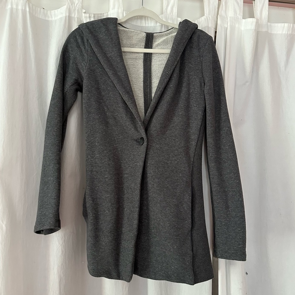James Perse Grey Hooded Sweater Blazer